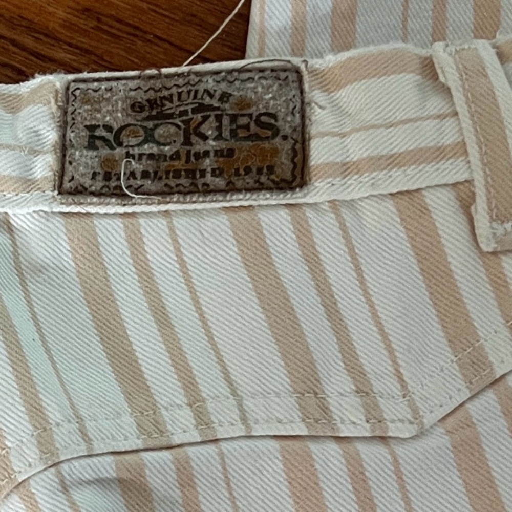(SOLD) 90s Rockies,Western Striped Denim Jeans Peach/Cream CRodeo, SIZE 26 - Picture 4 of 11